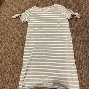 Blue and white striped tshirt dress